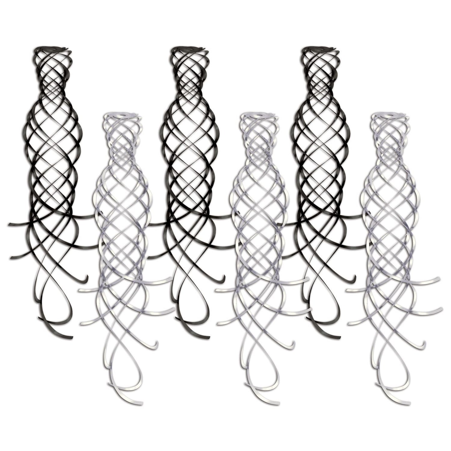 Beistle Black and Silver Shimmering Whirls (6/pkg) - Party Supply Decoration for New Years