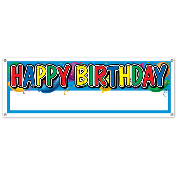 Beistle Happy Birthday Blank Sign Banner 5' x 21 in  (1/Pkg) Party Supply Decoration : Birthday