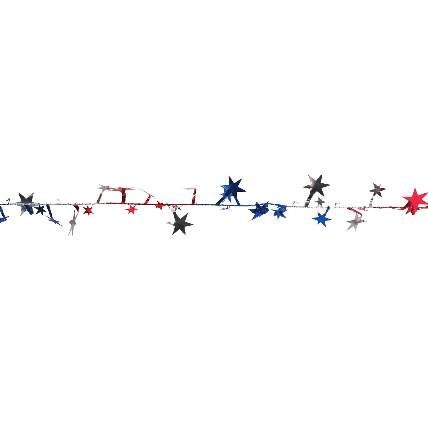 Beistle Red, Silver, and Blue Gleam N Flex Star Garland - Party Supply Decoration for Patriotic