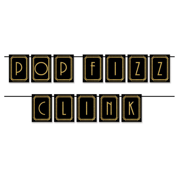 Beistle Pop, Fizz, Clink Pennant Banner 60.25 in  x 8' (1/Pkg) Party Supply Decoration : New Years