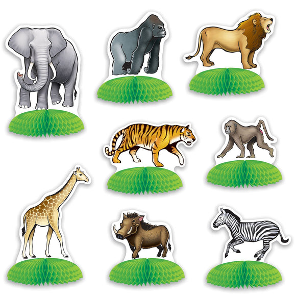 Beistle Jungle Safari Animal Mini Centerpieces  (8/Pkg) Party Supply Decoration : Jungle