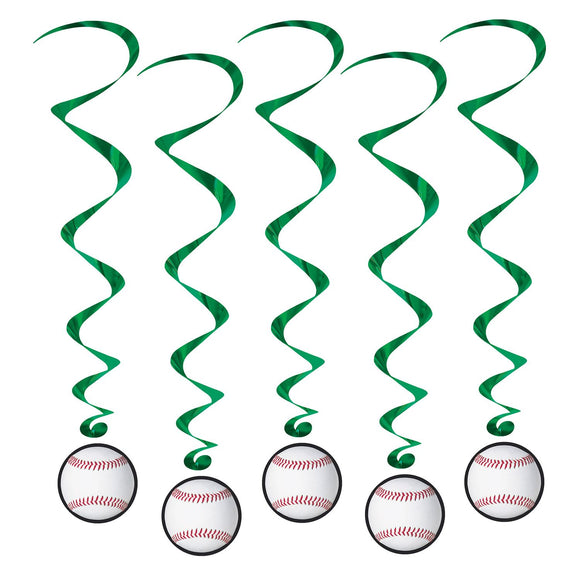 Beistle Baseball Whirls (5/pkg) - Party Supply Decoration for Baseball