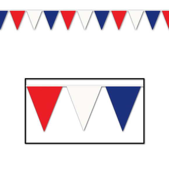 Beistle Red, White, and Blue Outdoor Pennant Banner, 30 ft 17 in  x 30' (1/Pkg) Party Supply Decoration : Patriotic