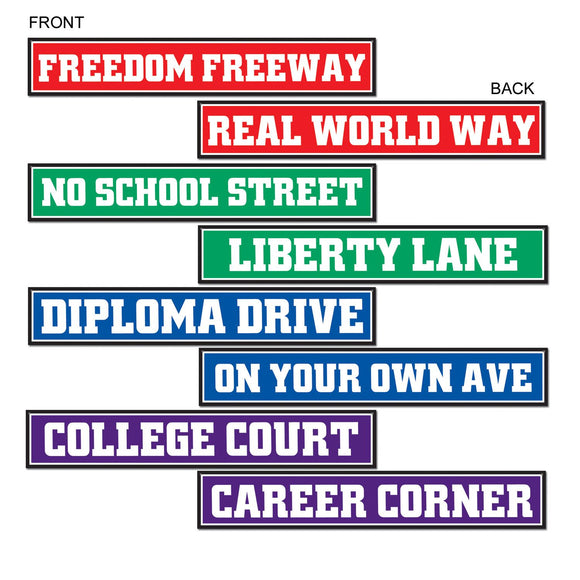 Beistle Graduation Street Sign Cutouts 4 in  x 24 in  (4/Pkg) Party Supply Decoration : Graduation