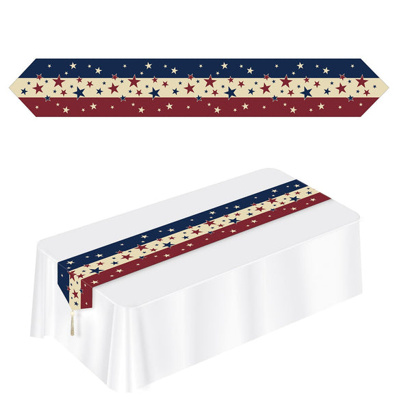 Beistle Printed Americana Table Runner - Party Supply Decoration for Patriotic