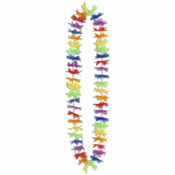 Beistle Silk N Petals Rainbow Floral Leis (1/pkg) - Party Supply Decoration for Luau