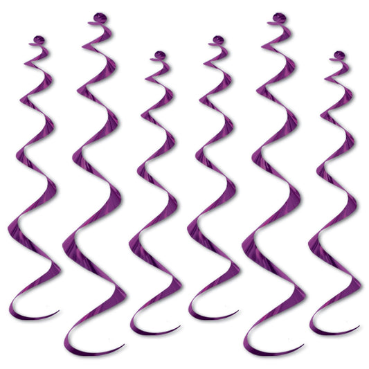 Beistle Twirly Whirly - Purple (6/pkg) - Party Supply Decoration for General Occasion