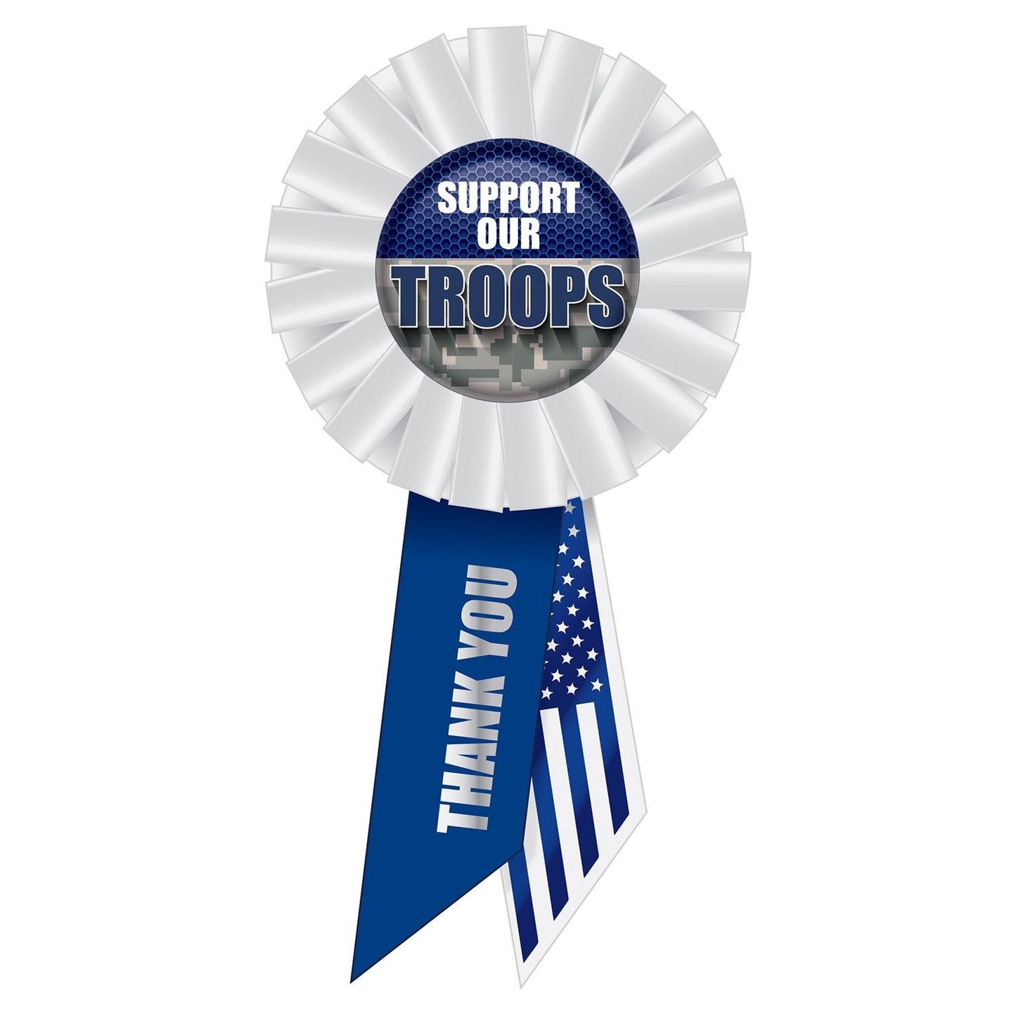 Beistle Support Our Troops Rosette - Party Supply Decoration for Patriotic