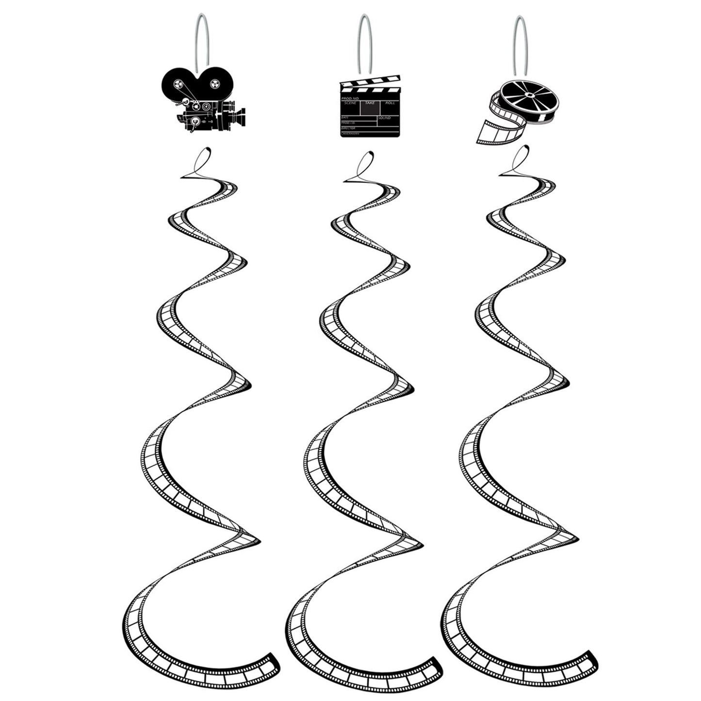 Beistle Filmstrip Whirls (3/pkg) - Party Supply Decoration for Awards Night