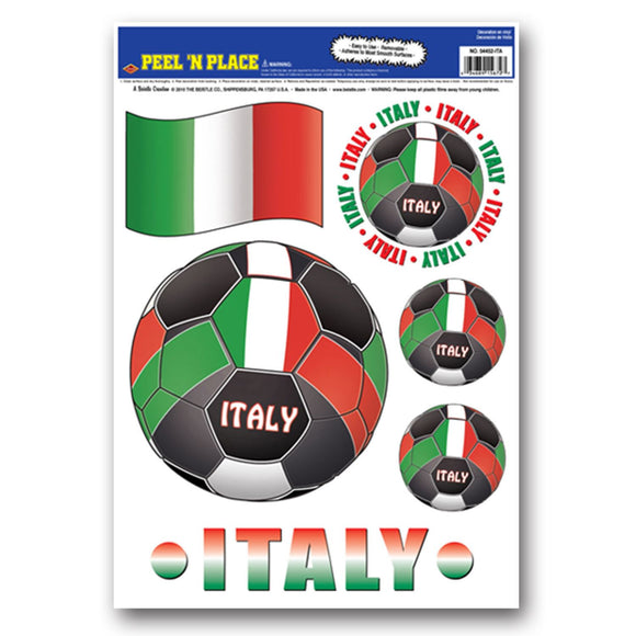 Beistle Italy Soccer Peel 'N Place (6/Sheet) - Party Supply Decoration for Soccer
