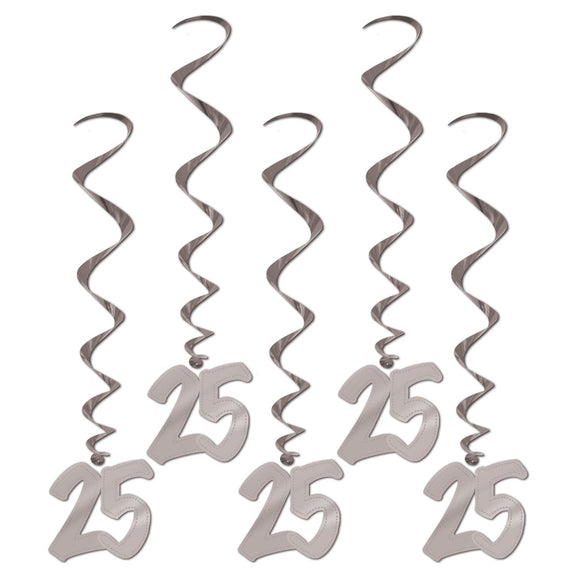 Beistle 25th Anniversary Whirls (5/pkg) - Party Supply Decoration for Anniversary