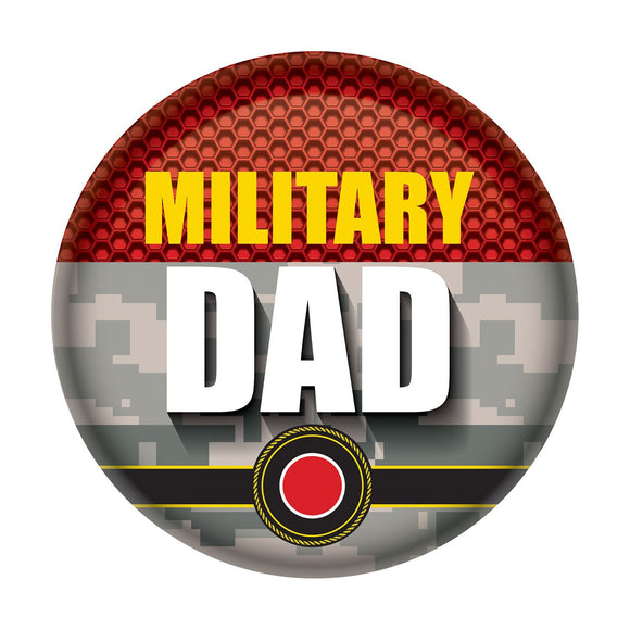 Beistle Military Dad Button - Party Supply Decoration for Patriotic