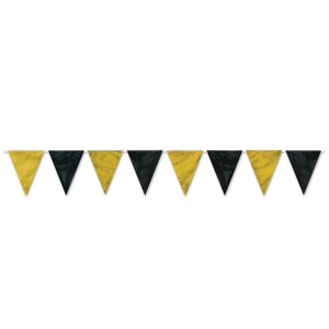 Beistle Black & Gold Pennant Banner 11 in  x 12' (1/Pkg) Party Supply Decoration : Awards Night