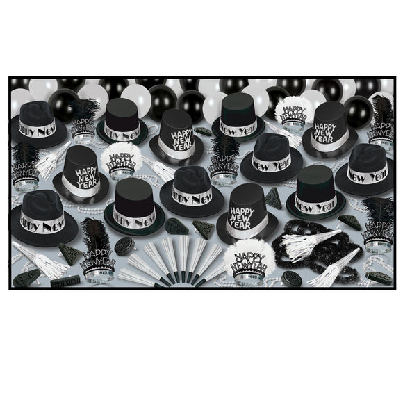 Beistle Silver Grand Deluxe New Year Assortment (for 50 people) - Party Supply Decoration for New Years