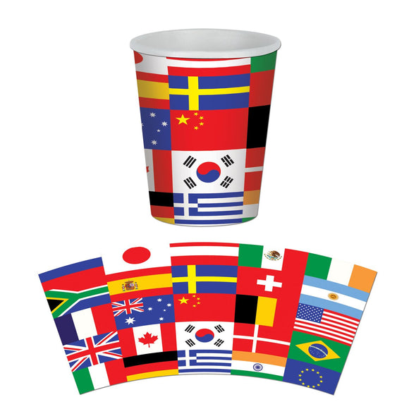 Beistle International Flag Hot/Cold Cups (8/pkg) - Party Supply Decoration for International