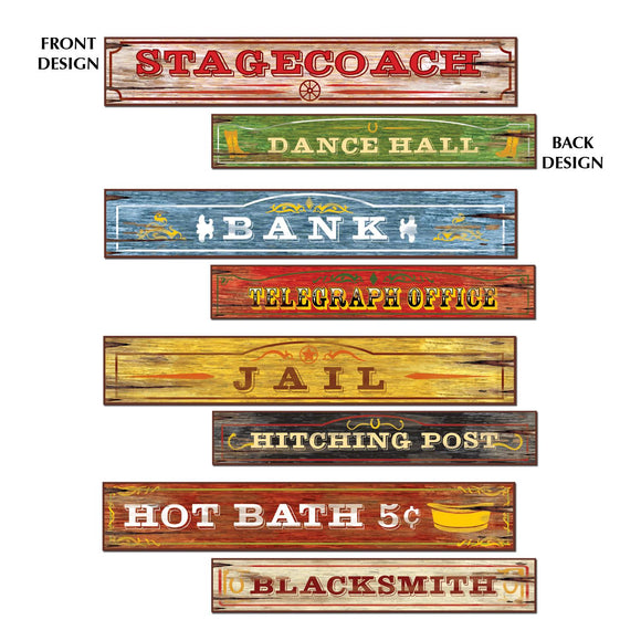 Beistle Old Western Sign Cutouts (4/pkg) 4 in  x 24 in  (4/Pkg) Party Supply Decoration : Western