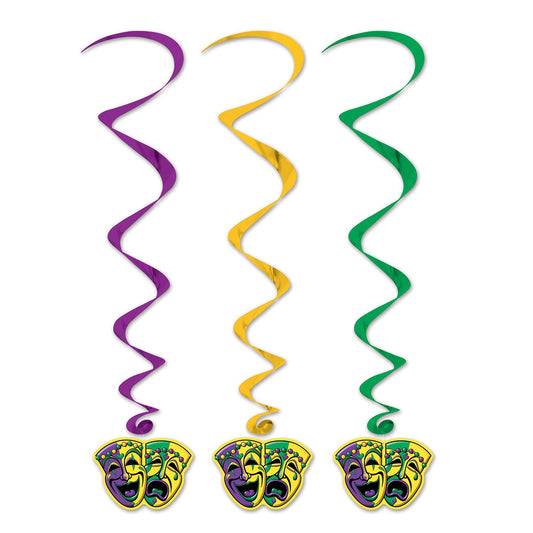 Beistle Comedy & Tragedy Whirls (5/pkg) - Party Supply Decoration for Mardi Gras