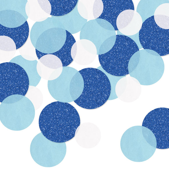 Beistle Dot Deluxe Sparkle Confetti - Blue & White - Party Supply Decoration for General Occasion