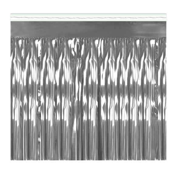 Beistle Silver 1-Ply Metallic Fringe Drape - Party Supply Decoration for General Occasion
