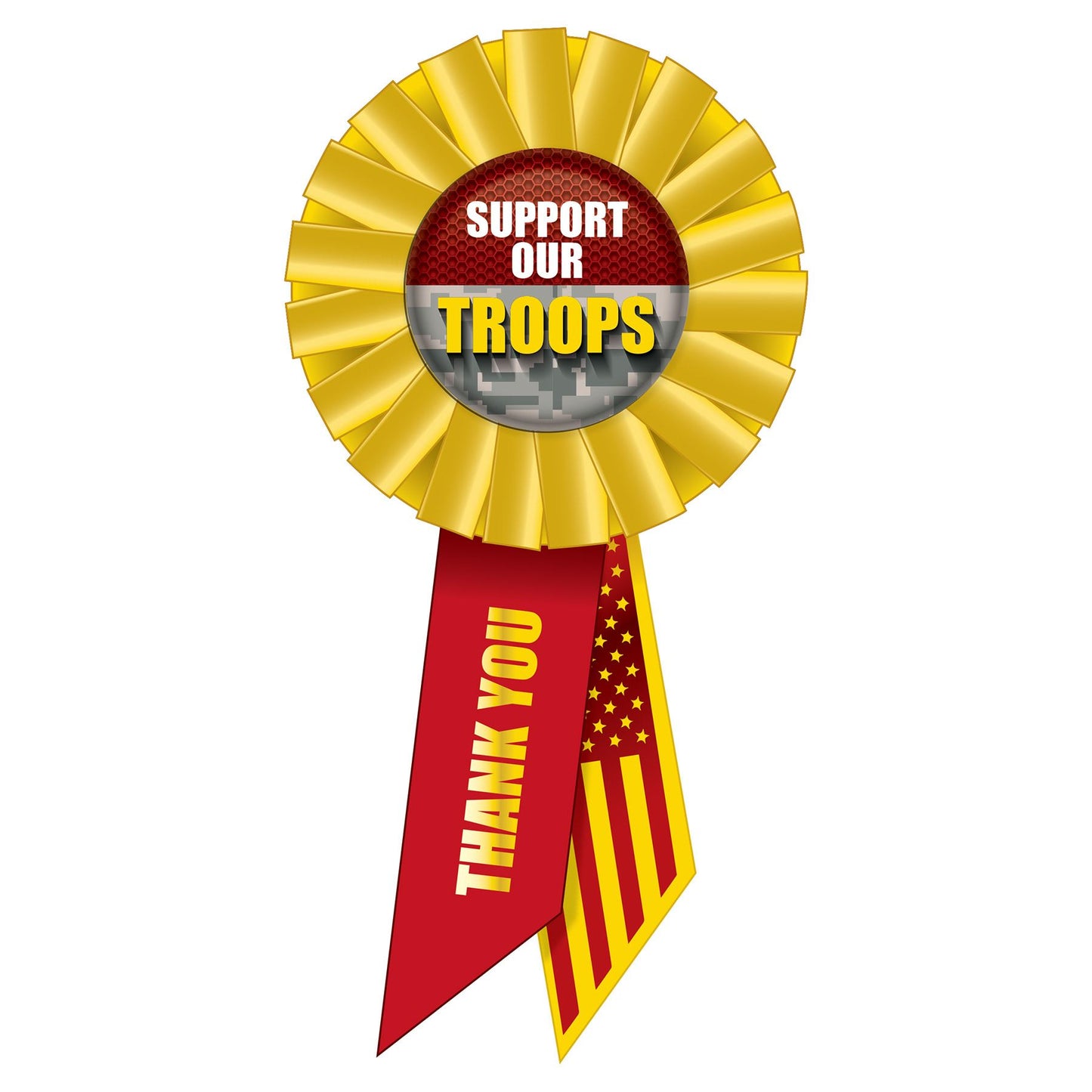 Beistle Support Our Troops Rosette - Party Supply Decoration for Patriotic