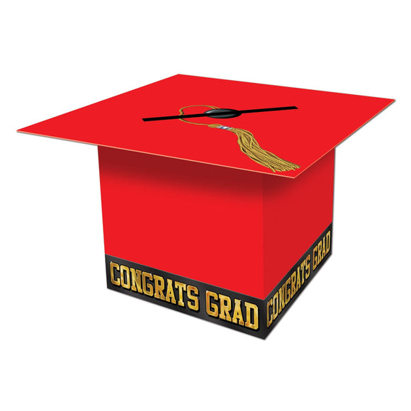 Beistle Red Graduation Cap Card Box - Party Supply Decoration for Graduation