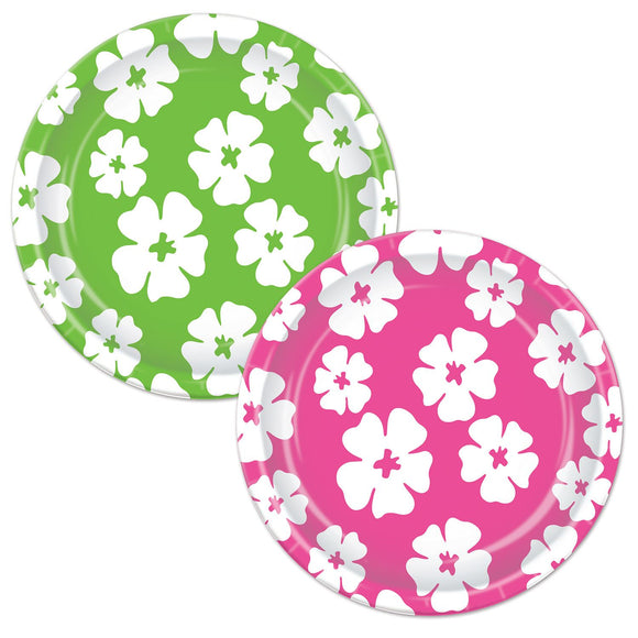 Beistle Hibiscus Luncheon Plates - Party Supply Decoration for Luau