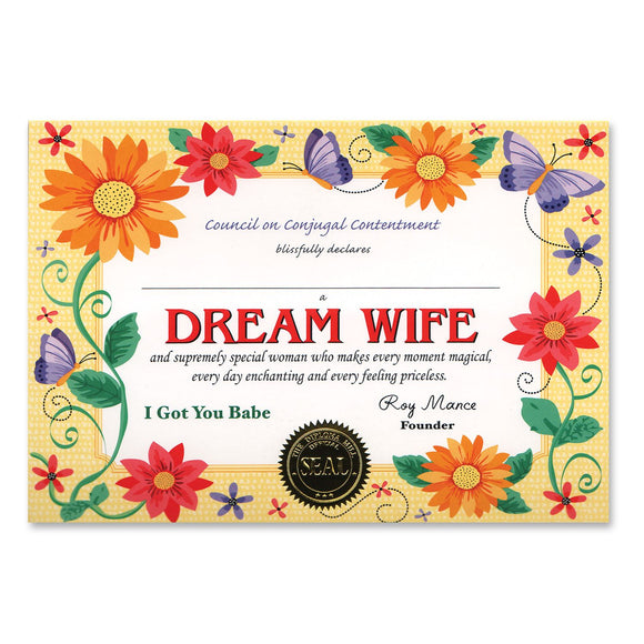 Beistle Dream Wife Certificate - Party Supply Decoration for Wedding