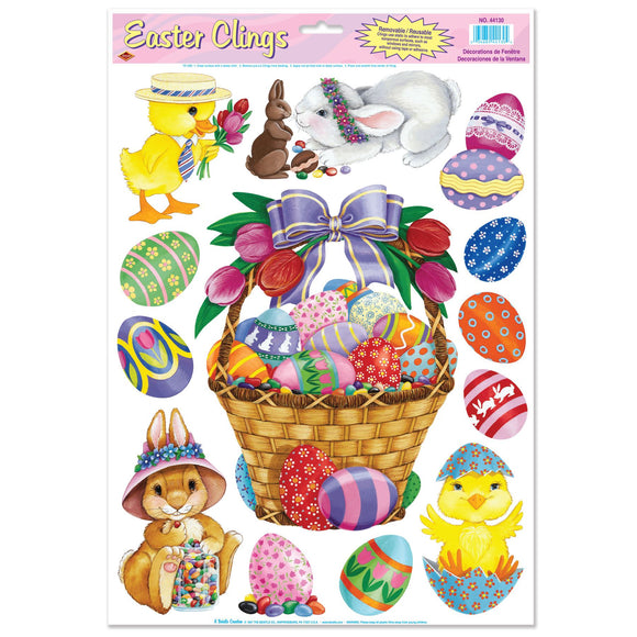 Beistle Easter Basket Window Clings (13/sheet) - Party Supply Decoration for Easter