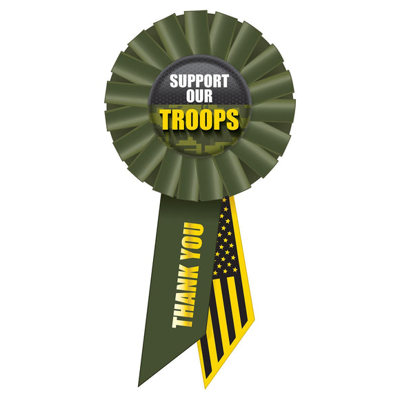 Beistle Support Our Troops Rosette - Party Supply Decoration for Patriotic