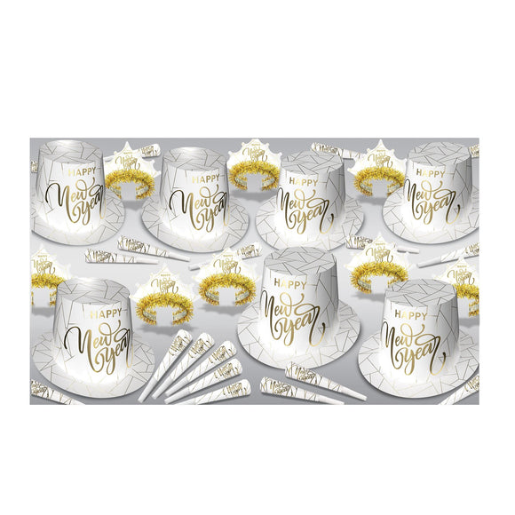 Beistle White New Year Gold Asst for 50 - Party Supply Decoration for New Years