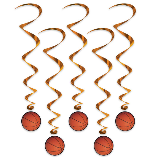 Beistle Basketball Whirls (5/pkg) - Party Supply Decoration for Basketball