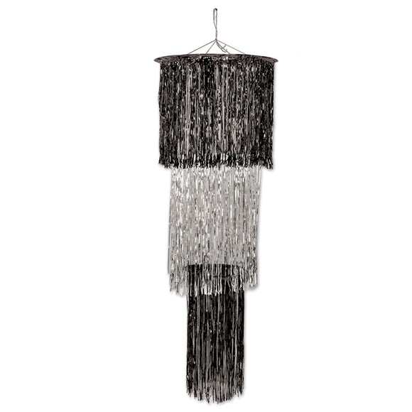 Beistle Black and Silver 3-Tier Shimmering Chandelier - Party Supply Decoration for General Occasion