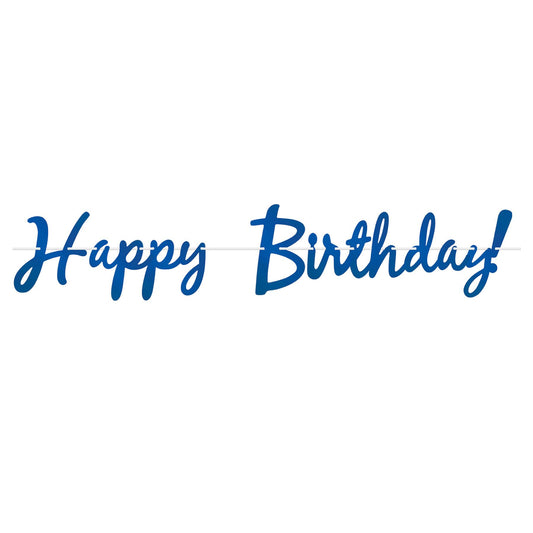 Beistle Foil Happy Birthday Streamer - Blue 9 in  x 5' (1/Pkg) Party Supply Decoration : Birthday