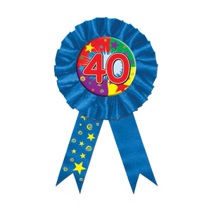 Beistle "40" Award Ribbon - Party Supply Decoration for Birthday