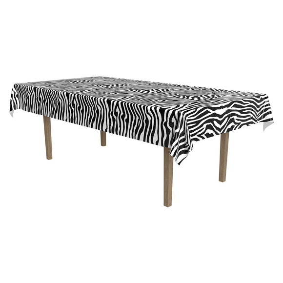 Beistle Zebra Print Tablecover 54 in  x 108 in  (1/Pkg) Party Supply Decoration : Jungle