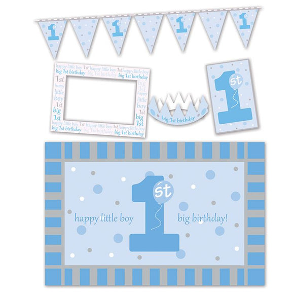 Beistle 1st Birthday High Chair Decorating Kit - Blue - Party Supply Decoration for 1st Birthday
