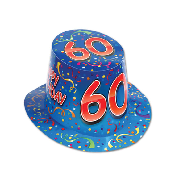 Beistle Blue Happy 60 Birthday Hi-Hat (sold 25 per box)   Party Supply Decoration : Birthday-Age Specific