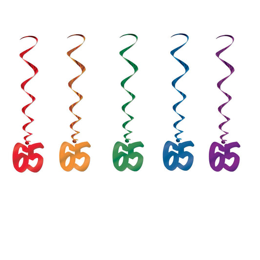 Beistle 65th Birthday Whirls (5/pkg) - Party Supply Decoration for Birthday