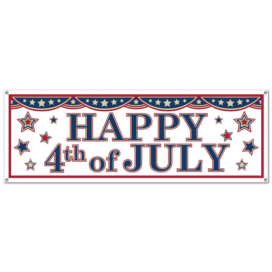 Beistle 4th Of July Sign Banner 5' x 21 in  (1/Pkg) Party Supply Decoration : Patriotic