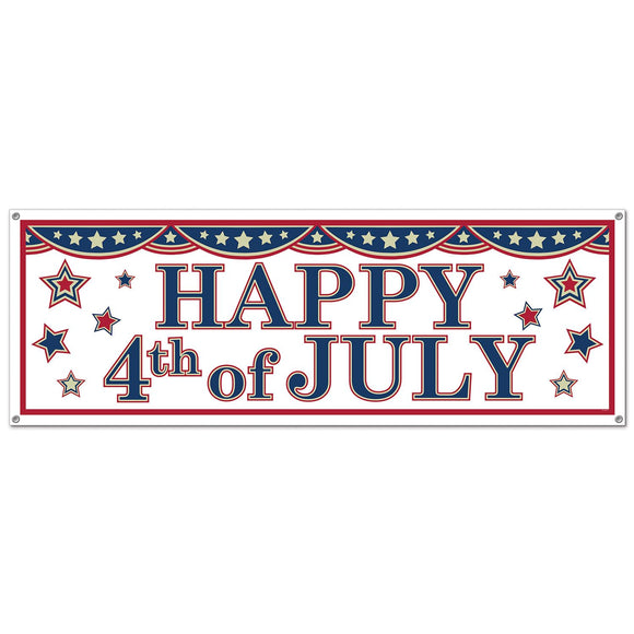 Beistle 4th Of July Sign Banner 5' x 21 in  (1/Pkg) Party Supply Decoration : Patriotic