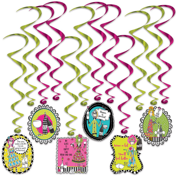 Beistle Dolly Mama's Wine Celebration Whirls - Party Supply Decoration for Dolly Mama