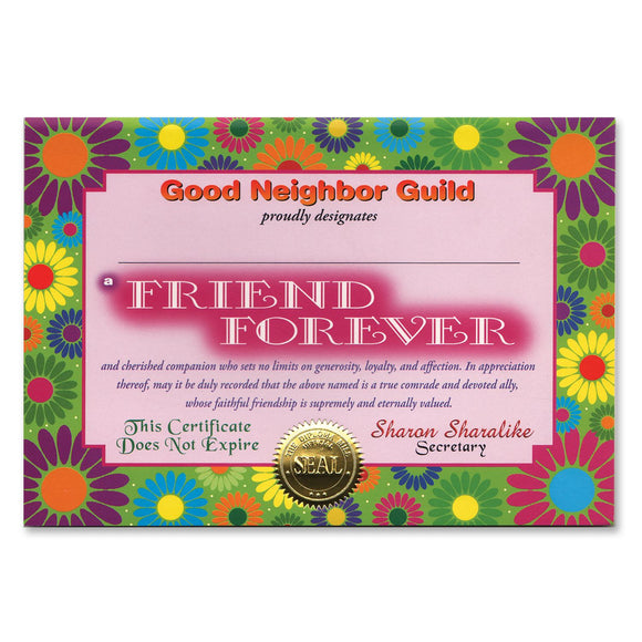 Beistle Friend Forever Certificate - Party Supply Decoration for General Occasion