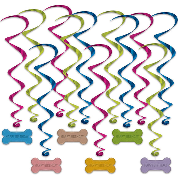 Beistle Dog Birthday Whirls - Party Supply Decoration for Pets