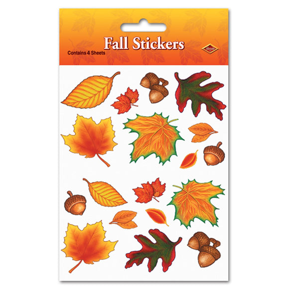 Beistle Fall Leaf Stickers (4 sheets/pkg) - Party Supply Decoration for Thanksgiving / Fall