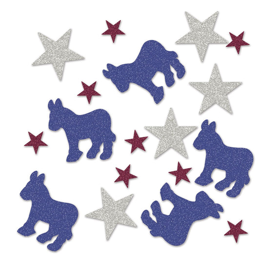 Beistle Democratic Deluxe Sparkle Confetti - Party Supply Decoration for Patriotic