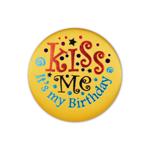 Beistle Kiss Me, It's My Birthday Satin Button - Party Supply Decoration for Birthday