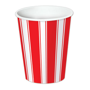 Beistle Red & White Stripes Beverage Cups (8/pkg) - Party Supply Decoration for Circus