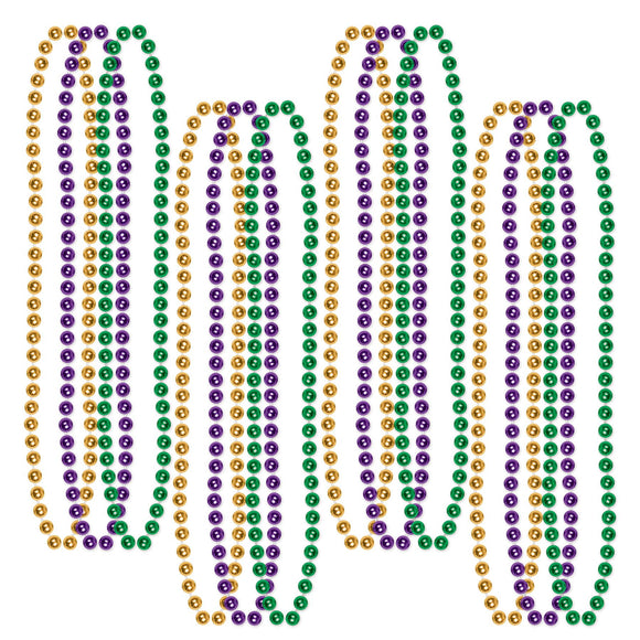 Beistle Mardi Gras Small Round Beads (12 pkg) - Party Supply Decoration for Mardi Gras