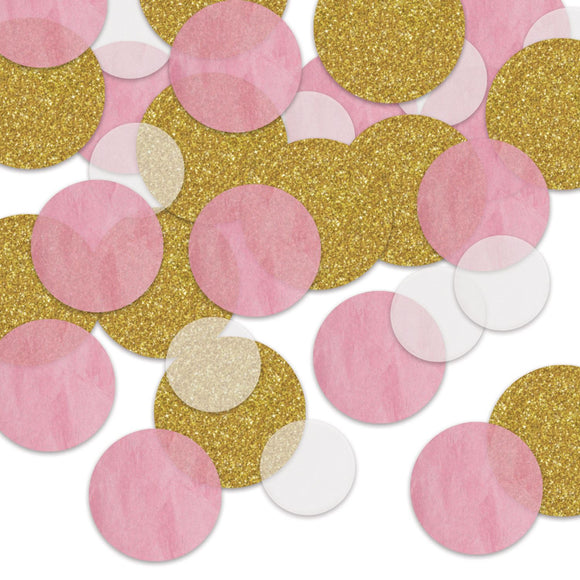 Beistle Dot Deluxe Sparkle Confetti - Pink & White - Party Supply Decoration for General Occasion