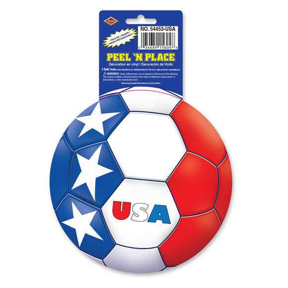 Beistle United States Soccer Ball Peel 'N Place (1/Sheet) - Party Supply Decoration for Soccer